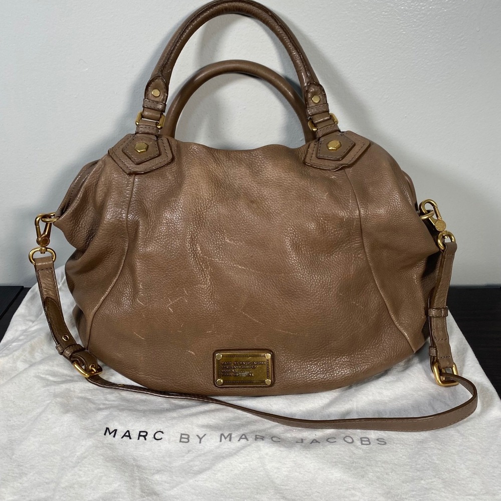 Marc By Marc Jacobs Classic Q Fran Satchel Large Taupe Pebbled Leather Bag Y2k